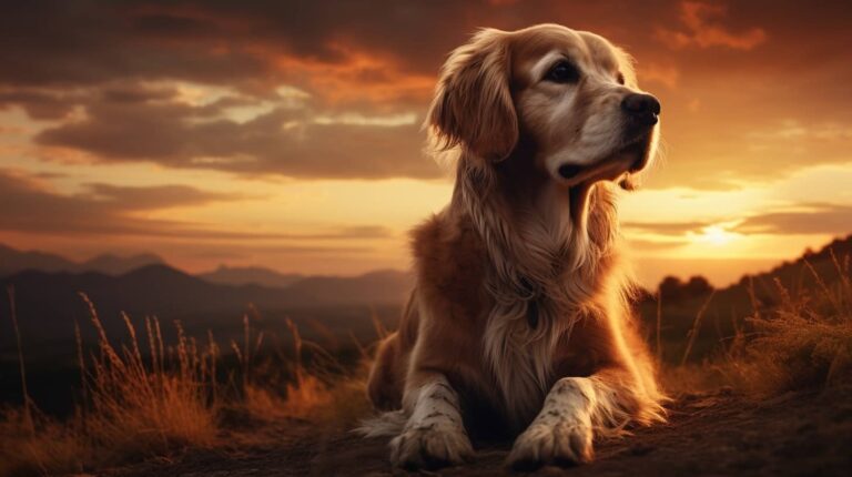dog at sunset