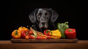 dog with bell peppers